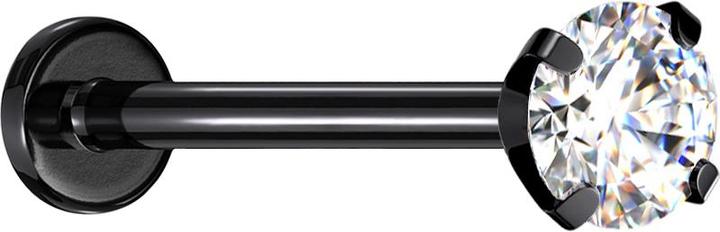 Actual product image Star Piercing Micro Threadless Labret black with crystal silver set (Surgical steel 316L, without brass)