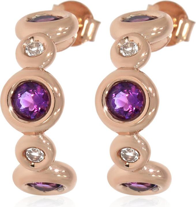 Actual product image Xen Studded creoles with amethyst and white topaz approx. 2.87 ct. rose gold plated (925 Sterling silver)