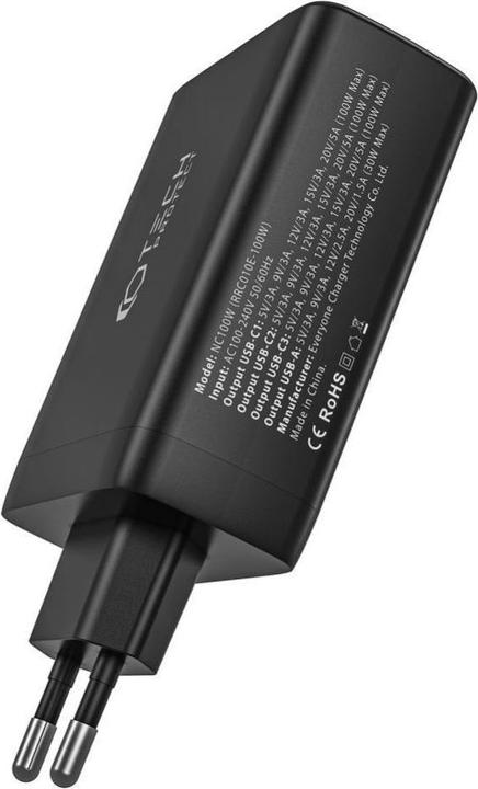 Immagine prodotto Tech-Protect NC100W-GAN Caricabatterie di rete GaN 3x USB-C PD 100W / USB-A QC 3.0 - nero (100 W)