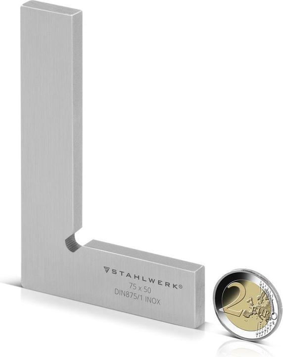 Produktbild Stahlwerk Flachwinkel 90° 75 x 50 mm DIN 875/1 aus rostfreiem Edelstahl