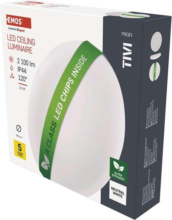 Produktbild Emos LED-Deckenleuchte TIVI, rund weiss 12,5W, IP44, Neutral Weiss (2100 lm)