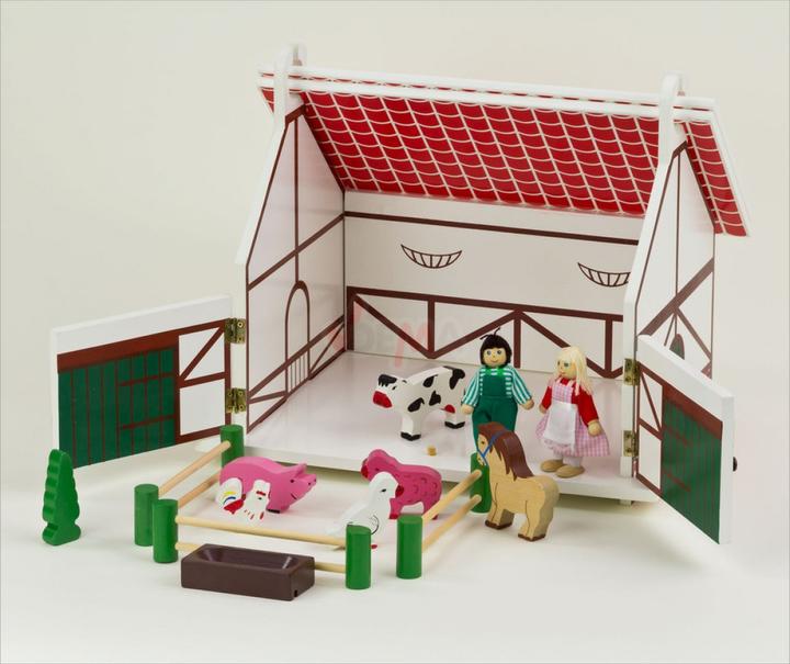 Produktbild Dema Kinder Holz Spielzeug Bauernhof Farm Set m. Puppen Tiere Stall Hof Holzspielzeug