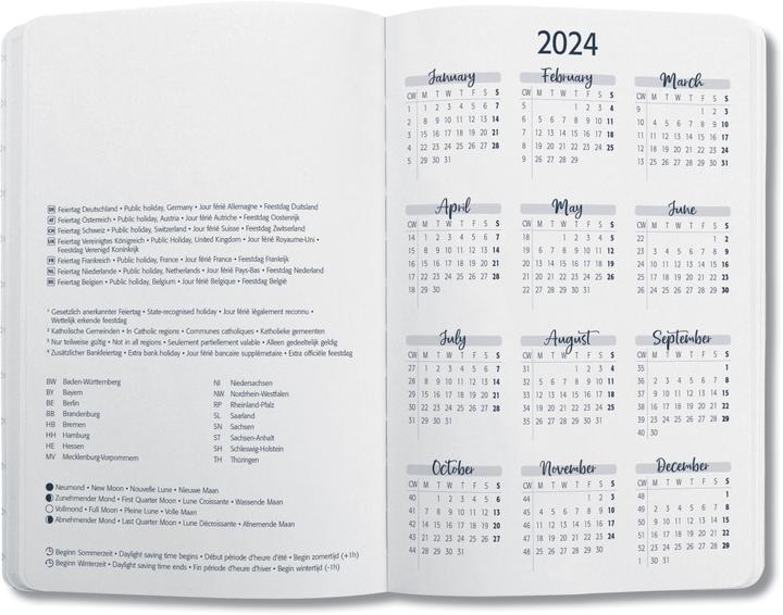 Valeurs nutritives et ingrédients Jolie Calendrier hebdomadaire (A5, Allemand, Français, Anglais, Néerlandais)