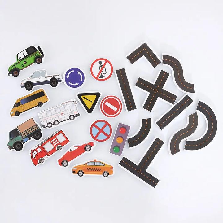 Produktbild Activity Board 23 Stück Badespielzeug Klebewand Stadt Verkehr Auto Strasse Schiene Puzzle Vinyl 0-3Y 3-6Y 6-12Y