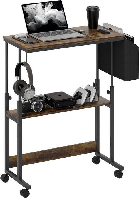 Immagine prodotto Swisshandel24 Höhenverstellbar Schreibtisch, 92 x 40 cm, Computertisch mit Rollen, Plattform
