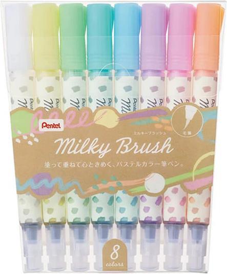 Immagine prodotto Pentel Pennarello Milky Brush (Multicolore, 8 x)