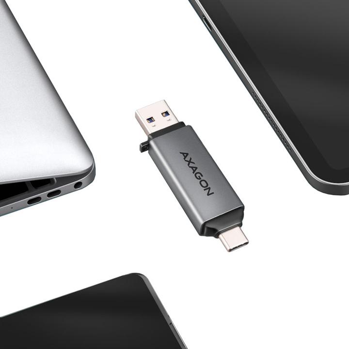 Produktbild Axagon CRE-DAC External USB 3.2 Gen1 Type-C+Type-A 2-slot SD/microSD (USB 3.0, Type-B)