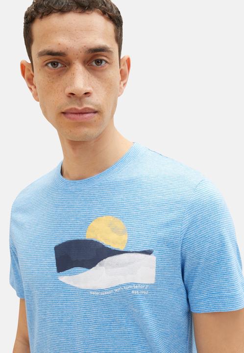 Image du produit Tom Tailor T-Shirt Gestreiftes Kurzarmshirt mit Rundhalsausschnitt und Foto-Print (XL)
