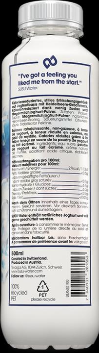 Nährwerte und Zutaten Susu Water Heidelbeere (500ml) (6 x 50 cl)