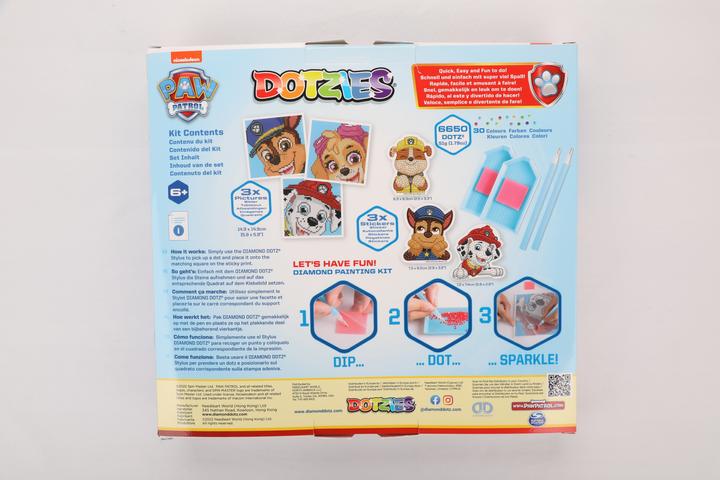 Actual product image Diamond Dotz DOTZIES® Original Diamond Painting Set Paw Patrol with 6 motifs: 3 pictures 15x15cm, 3 stickers /