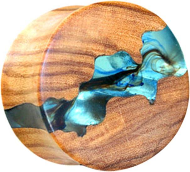 Produktbild Star Piercing Flared Plug Epoxy transparent aus Olivenholz (ohne Messing, Organisch)