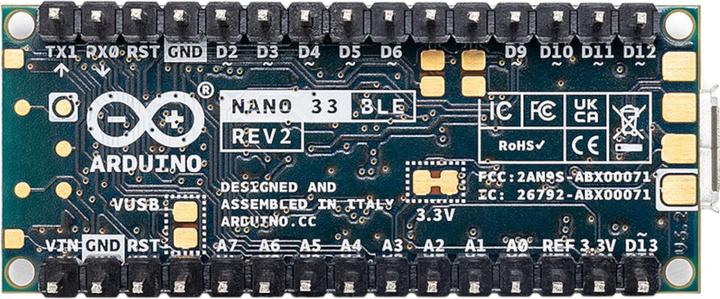 Image du produit Arduino ABX00072 Carte Nano 33 BLE Rev2 avec en-têtes Nano ARM® Cortex®-M4