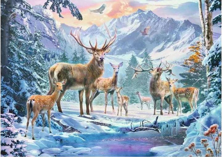 Actual product image Ravensburger Roe deer and stags in winter (1000 pieces)