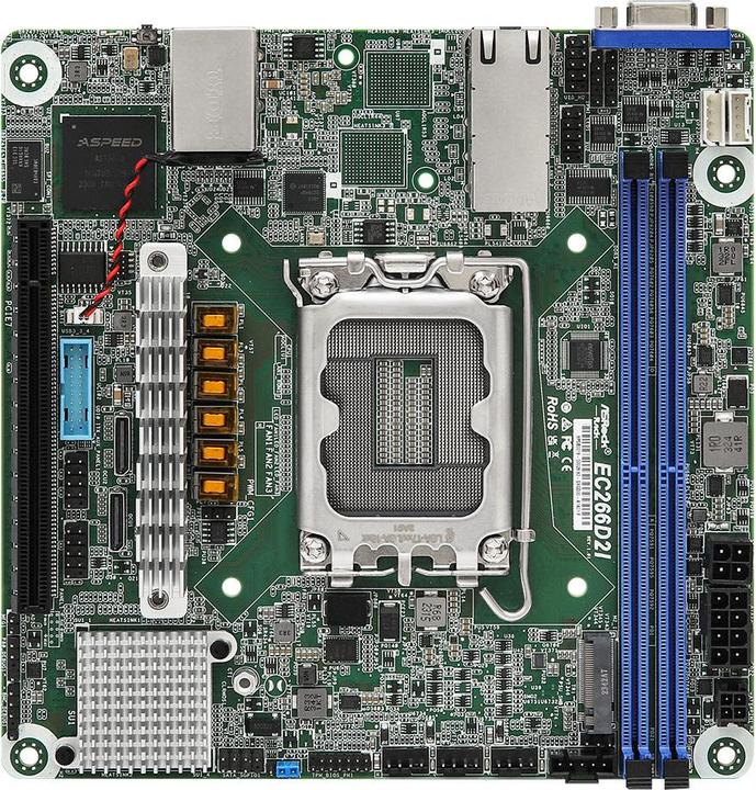 AsRock Mainboard EC266D2I mini-ITX Sockel 1700 DDR5-only Single (LGA 1700, Intel C266, Mini-ITX)
