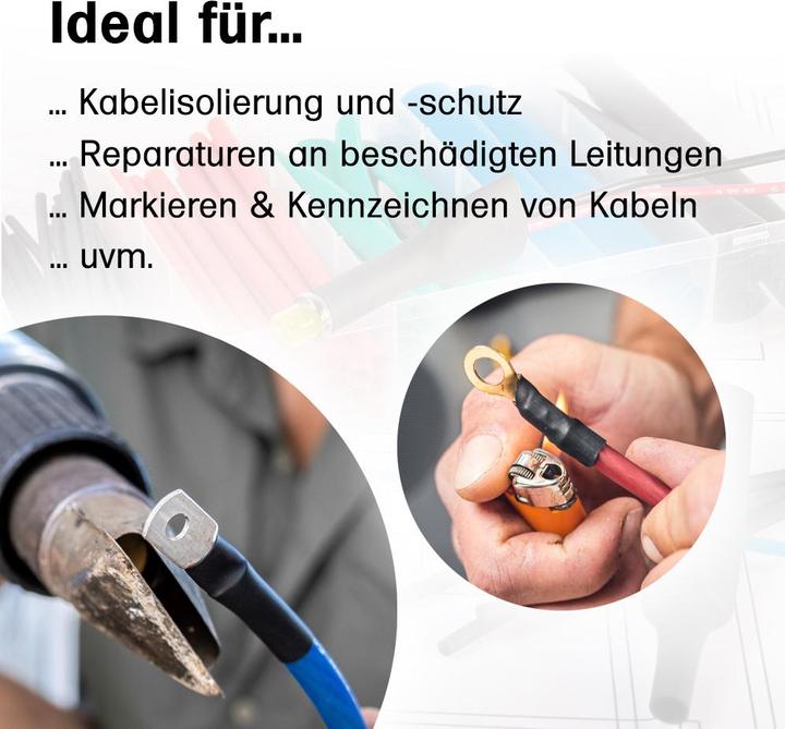 Actual product image Offgridtec Schrumpfschlauch Sortiment Schwarz 3:1 Ratio mit Kleber Doppelwandig 400 Stück 45mm Länge Verschie (400 x)