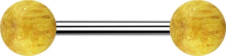 Immagine prodotto Star Piercing Barbell silver con due palle in legno di jackfruit (senza ottone, Acciaio chirurgico 316L)