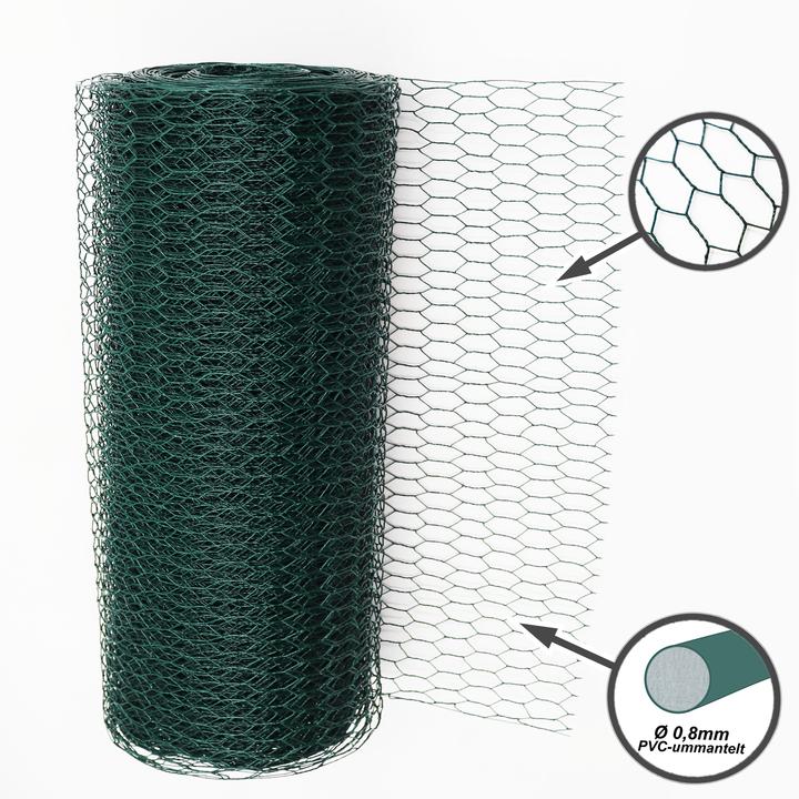 Produktbild Aquagart 20m Sechseckgeflecht Hühnerzaun Kaninchendraht Hasengitter grün Hasendraht 50cm