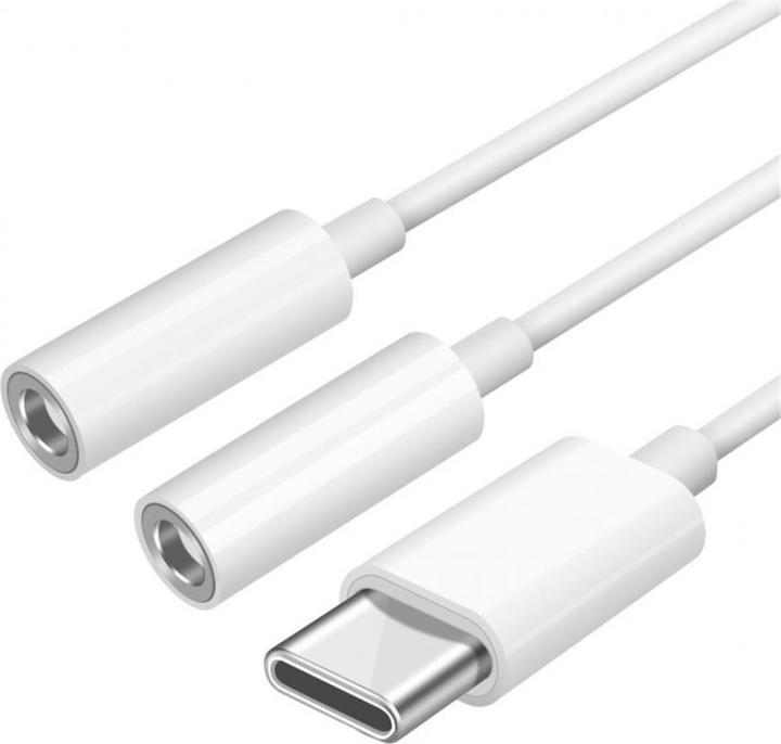 PowerGuard USB-C auf 2x 3.5mm Kopfhörer Buchse AUX Kabel (3.5mm Klinke, 3.5mm Klinke)