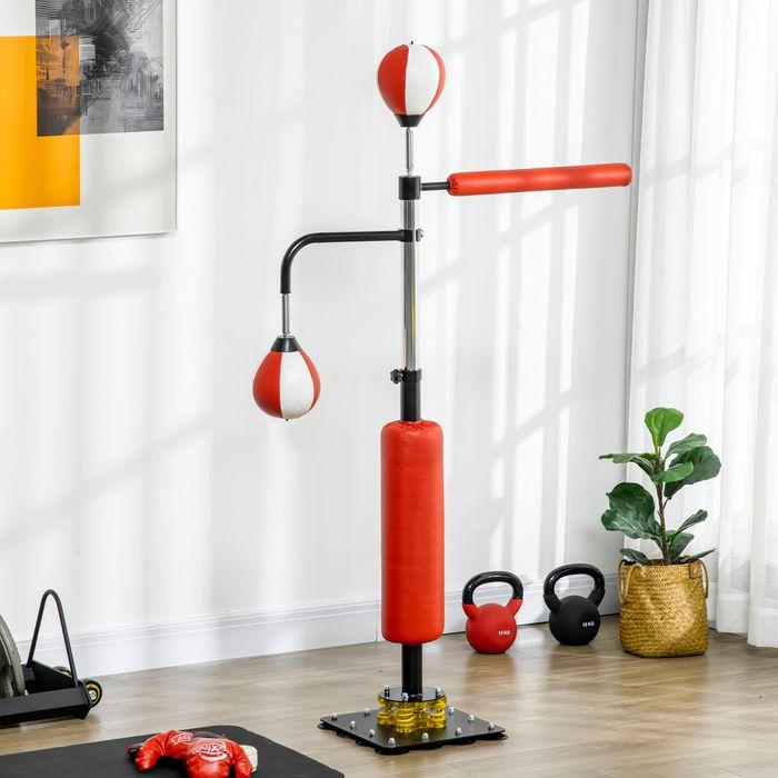 Immagine prodotto Swisshandel24 Sacco da boxe autoportante 140-205cm regolabile in altezza con 2 palle di velocità Refle (84 cm)