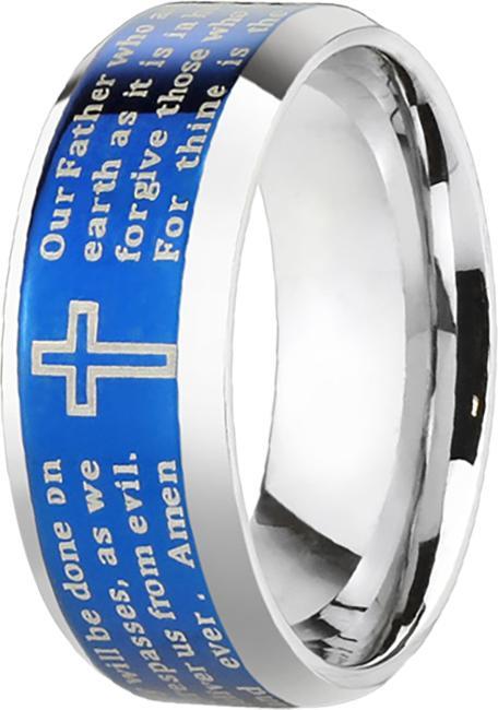 Produktbild Star Piercing Ring silber Vaterunser blau (Chirurgenstahl 316L, ohne Messing)