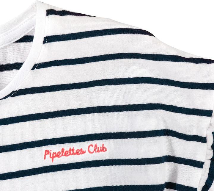 Produktbild La Redoute Collections Gestreiftes T-Shirt mit Ärmelvolants und Message-Stickerei (102)
