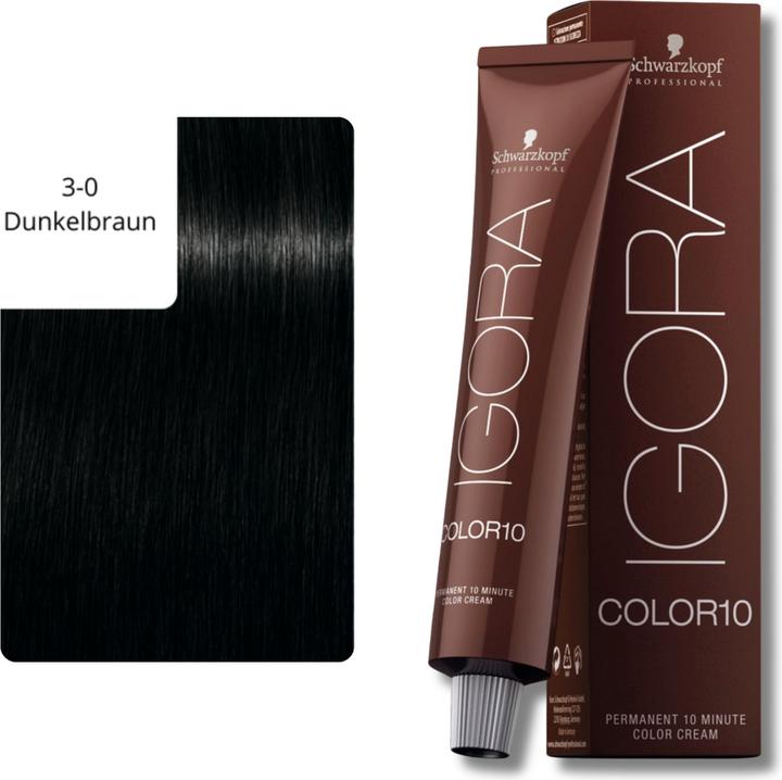 Actual product image Schwarzkopf Professional Igora Color10 hair color (3-0 Dark Brown)