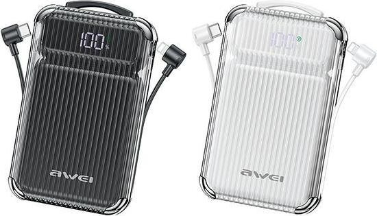 Actual product image Awei PowerBank P89K 10000mAh 38,5W czarny/black + kable PD/Lightning (10000 mAh, 38.50 W)