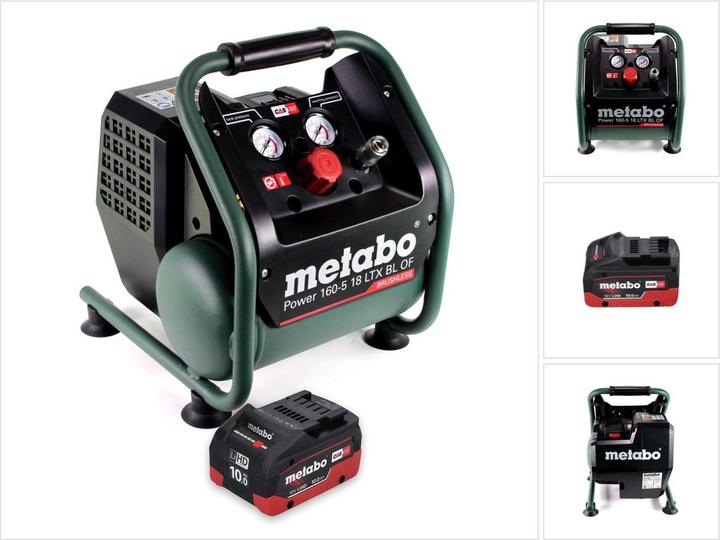Metabo Power 160-5 18 LTX BL OF Akku Kompressor 18 V 8,0 bar Brushless + 1x Akku 10,0 Ah - ohne (5 l)