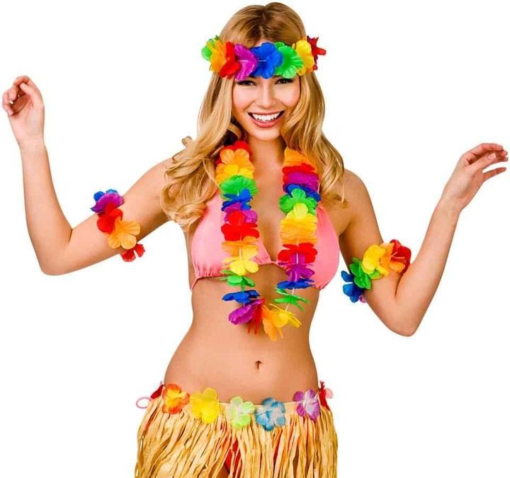 Immagine prodotto Wicked Costumes Aloha Hawai Hula Set Waikiki 4 pezzi colorati
