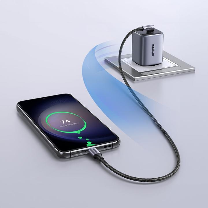 Image du produit Ugreen US255 Câble USB-C vers USB-C Elbow, 3A, 60W, 0.5m (Noir) (0.50 m, USB 2.0)