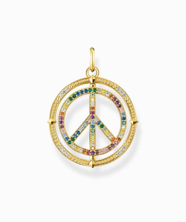 Immagine prodotto Thomas Sabo Ciondolo Segno di Pace con Pietre Colorate Placcato Oro (Argento 925)
