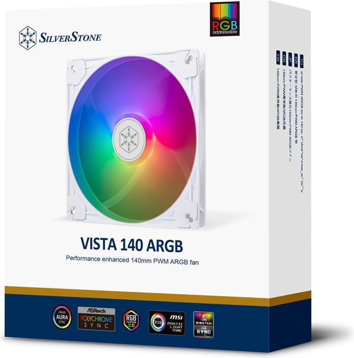 Actual product image Silverstone VISTA Performance PWM fan, ARGB - 140mm, white (140 mm, 1 x)