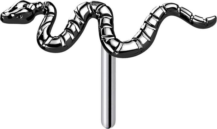 Actual product image Star Piercing Threadless black snake (Titanium G23, without brass)