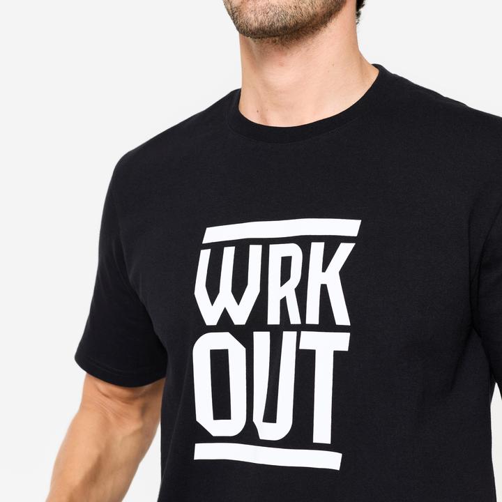 Image du produit Domyos T-shirt de fitness regular en coton homme, noir ultra (M)