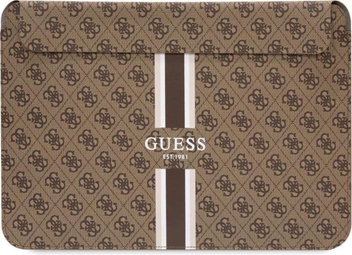 Guess PU 4G-Computerhülle mit bedruckten Streifen, 16 Zoll, Braun (16", Universal)