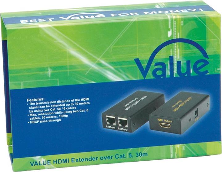 Actual product image Value HDMI extender via TP cable to 25m, 2K (0.08 m, HDMI)