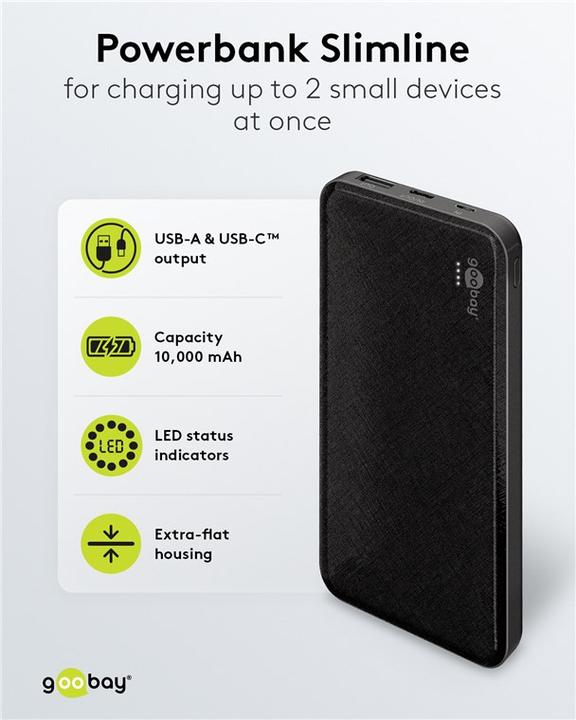 Produktbild Goobay Powerbank Slimline 10.000 mAh (10000 mAh, 37 Wh)