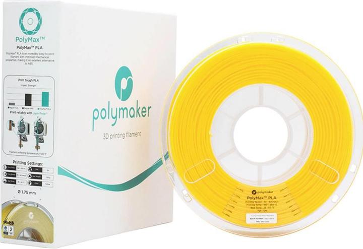 Produktbild Polymaker PA06007 PolyMAX Tough Filament hohe Steifigkeit, hohe Zugfestigkeit (PLA, 1.75 mm, 750 g, Gelb)