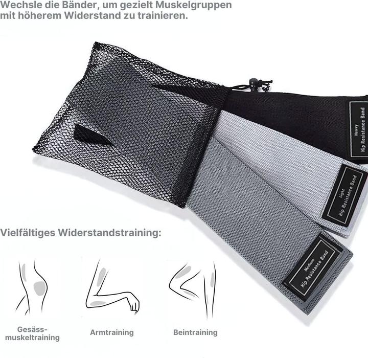 Produktbild Hermex Booty-Band Hip-Resistance-Band Glute-Band Trainingsband Fitnessband (0.37 m, Leicht, Mittel, Stark)