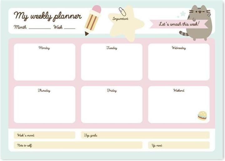 Actual product image Pusheen Foodie Collection Weekly Planner 54 pages A4 (A4)