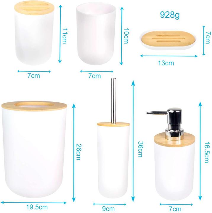 Actual product image Intirilife Badezimmer Zubehör Set inkl. Zahnputzbecher Seifenschale Seifenspender Toilettenbürste