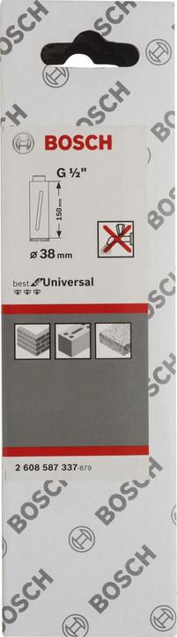 Produktbild Bosch Professional Zubehör Diamanttrockenbohrkrone G 1/2-Zoll, Standard for Universal, 38mm, 150mm, 3, 7mm (38 mm)