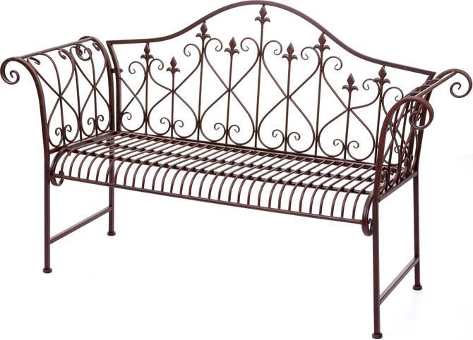 Image du produit Swisshandel24 Banc de jardin, banc de parc Banc 2 places en métal avec ornements aspect rouille brun 150cm - sans