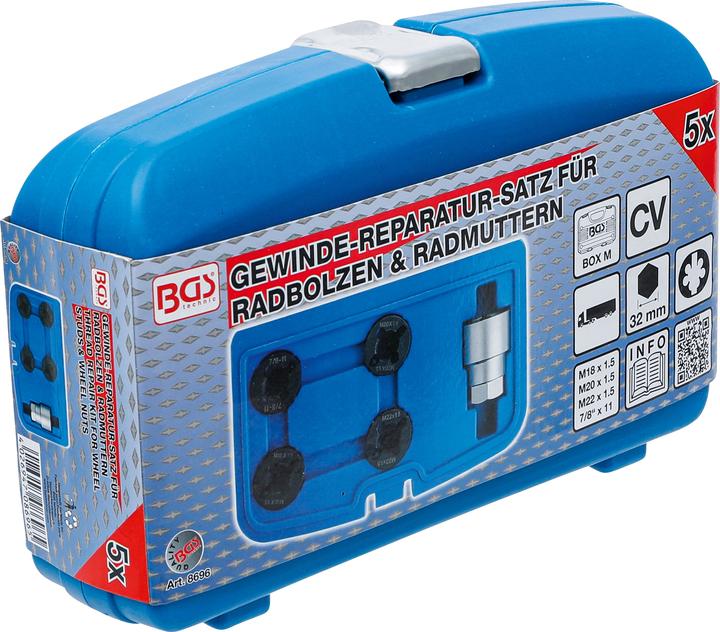 Image du produit BGS Kit de réparation de filets pour goujons de roue pour poids-lourds