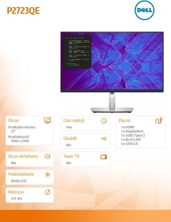 Produktbild Dell P2723QE (3840 x 2160 Pixel, 27")