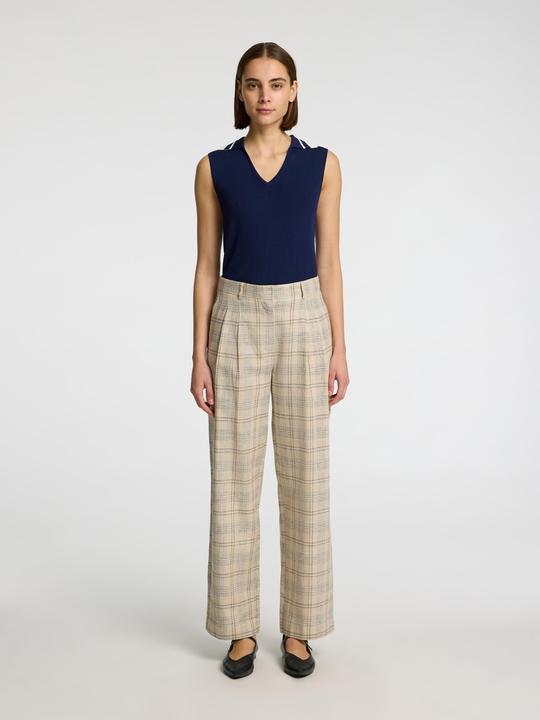 Image du produit Selected Femme Leinenmix Karo Hose mit weitem Bein (36)