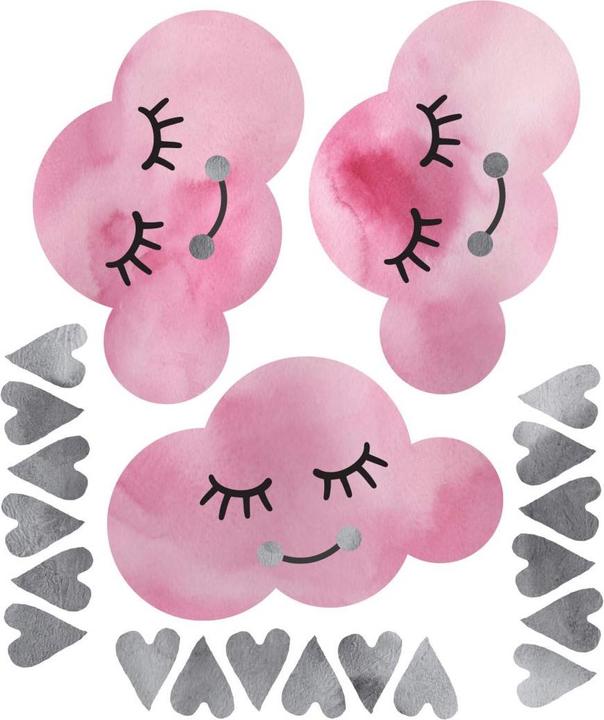 Immagine prodotto Trenddeko Nuvole acquerellate e cuori grigi (67 x 80 cm)