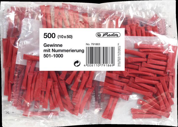 Produktbild Herlitz Gewinnlose, nummeriert 501-1.000, rot