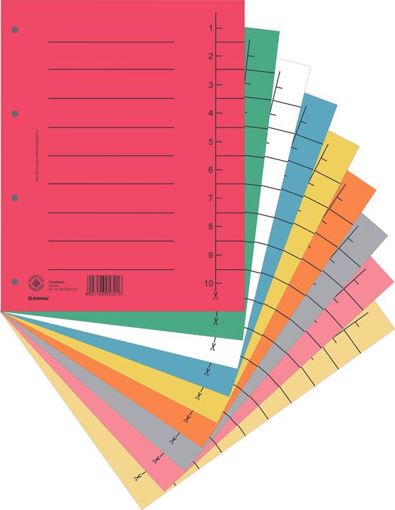 Image du produit Donau Intercalaires, carton, a4, 235x300mm, 1-10, 10 feuilles, rouge