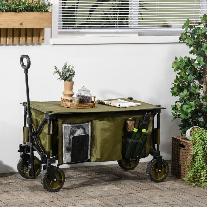 Immagine prodotto Swisshandel24 Bollerwagen Faltbar, Handwagen mit Räder, Bremsen, Tragetasche, 125L Grün